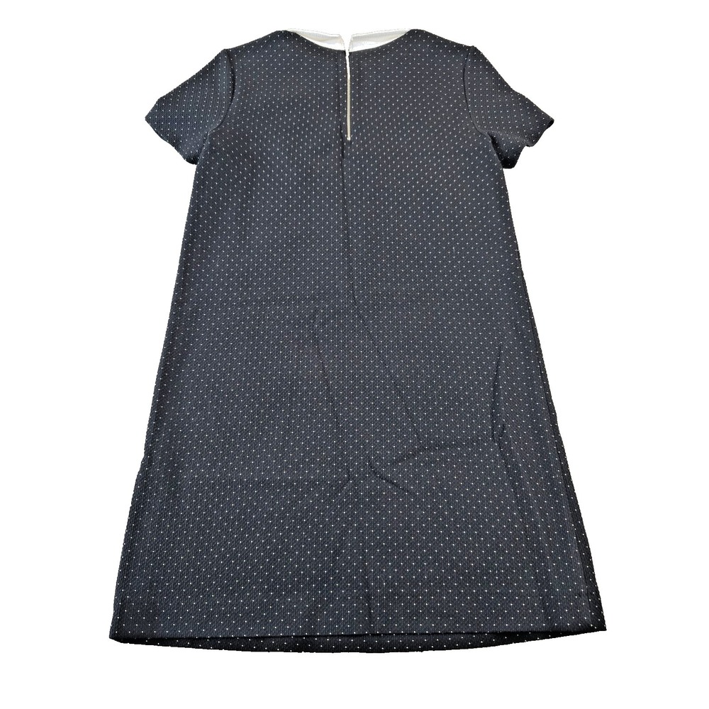 Zara Basics Women's Dress Collared Back Zip Knee Length Black w/ White Dots XS - Picture 4 of 11